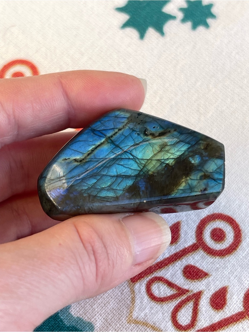 Labradorite Crystal with Blue & Green Flash